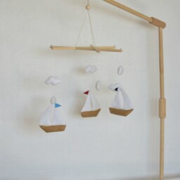 Sailing Boat Baby Mobile Nautical Nursery Decor, Handmade - thumbnail 3