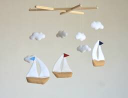 Sailing Boat Baby Mobile Nautical Nursery Decor, Handmade - thumbnail 1