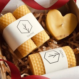 Valentine's Day Beeswax Candles Gift Box - 100% Pure Handcrafted Natural Elegant Winter Love - thumbnail 2