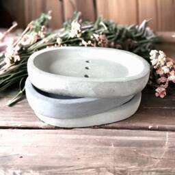 Wik&wax Handmade Cement Soap Dish - Minimalist Concrete Holder Modern Bathroom Decor Eco-Friendly Sink Accessory For Natural - thumbnail 4