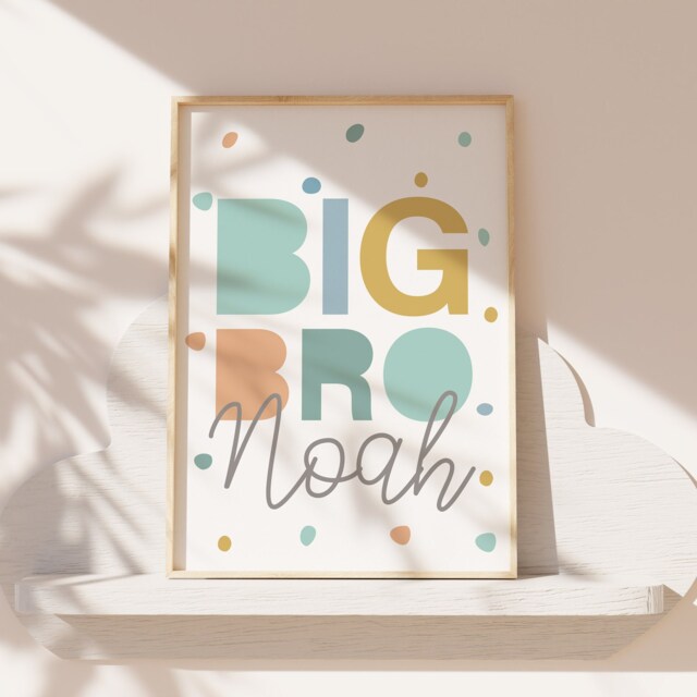 Big Bro Print, Boys Bedroom Brothers Wall Art, Name Sibling Prints, Decor, Brother Playroom Print - image 1