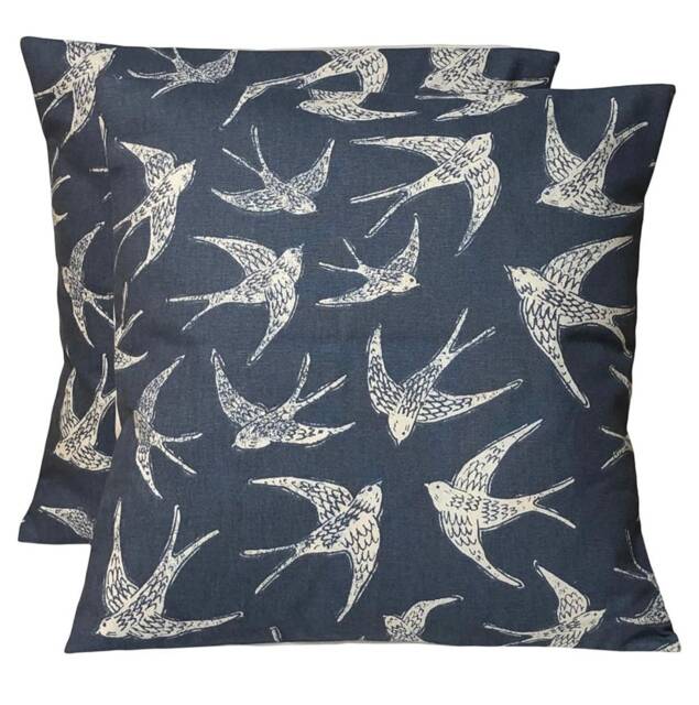 "2 X Clarke & Fly Away Blue Off-White Cushion Covers 16"" 18"" 20"" 22" - image 1