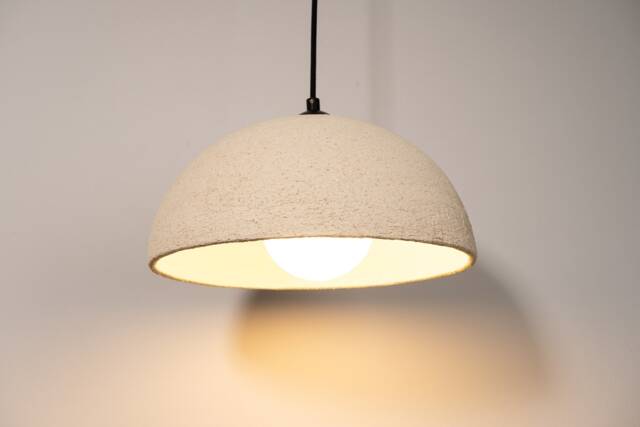 Handmade Wabi Sabi Ceramic Pendant Light - Beige Textured Chandelier - image 1