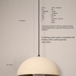 Handmade Wabi Sabi Ceramic Pendant Light - Beige Textured Chandelier - thumbnail 3