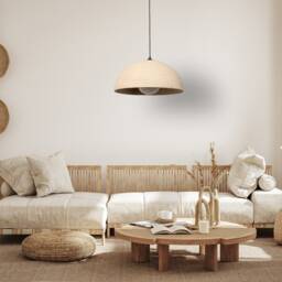 Handmade Wabi Sabi Ceramic Pendant Light - Beige Textured Chandelier - thumbnail 2
