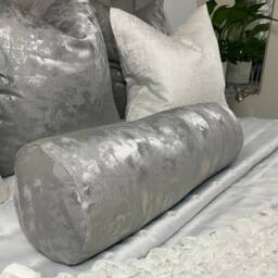 "Luxury Silver Grey Cushion 16"" X 6"