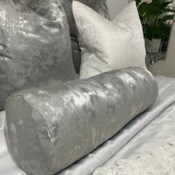 "Luxury Silver Grey Cushion 16"" X 6" - thumbnail 4