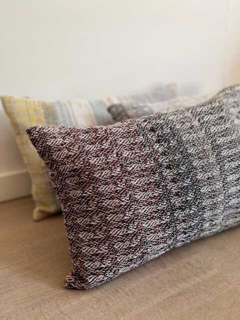 Handwoven Cushion - Luxury Decorative Pillow Off White, Brown, Grey, Orange - image 1