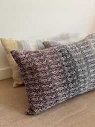 Handwoven Cushion - Luxury Decorative Pillow Off White, Brown, Grey, Orange - thumbnail 1
