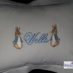 Exquisite Personalized Cotton Hemstitched Baby Pillow For Baby's Nursery-Monogram Pillow-Baby Shower Gift-Peter Rabbit Bedding - thumbnail 3