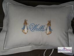 Exquisite Personalized Cotton Hemstitched Baby Pillow For Baby's Nursery-Monogram Pillow-Baby Shower Gift-Peter Rabbit Bedding