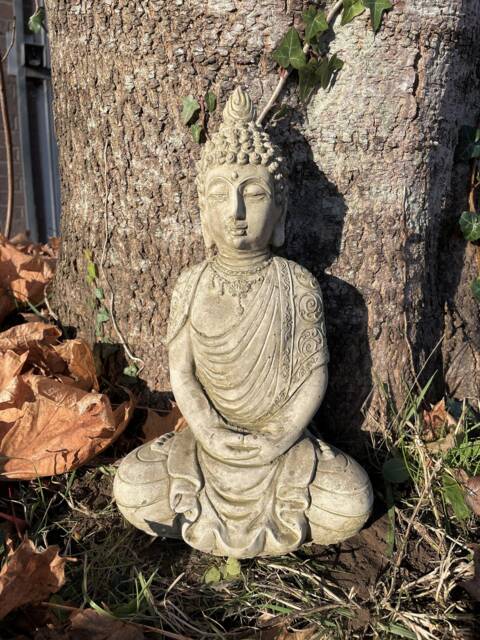Grace Buddha Stone Statue - Oriental Monk Outdoor Garden Ornament Decoration - image 1