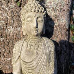 Grace Buddha Stone Statue - Oriental Monk Outdoor Garden Ornament Decoration - thumbnail 3