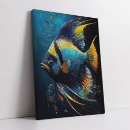 Betta Fighting Fish Swimming Painting Splatter Colorful Wall Art Framed Canvas Poster Print, Home/Office Room Decor Gifts - thumbnail 2