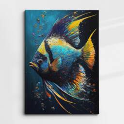 Betta Fighting Fish Swimming Painting Splatter Colorful Wall Art Framed Canvas Poster Print, Home/Office Room Decor Gifts - thumbnail 3