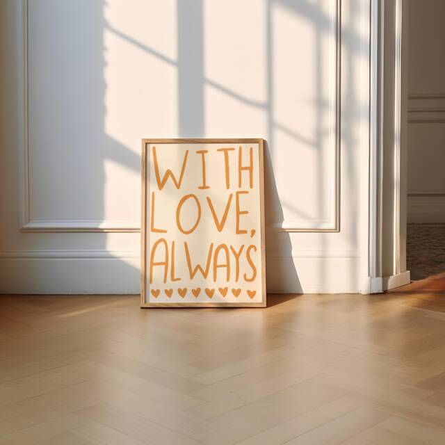 With Love, Always Unframed Print - Wall Prints Living Room Posters Decor Kitchen Love Hand Written Art Positive - image 1