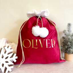 Personalised Luxury Velvet Christmas Sack, Present Xmas Decoration, Gift For Her - thumbnail 3