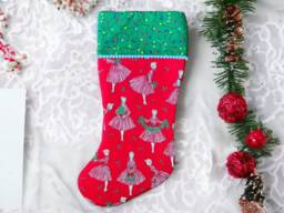 Retro 50's Vintage Look Fabric Christmas Stocking - thumbnail 1