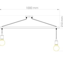 Pendant Light Asterism 2 Bulbs, White & Mustard Scandinavian Chandelier - thumbnail 4