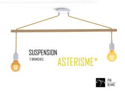 Pendant Light Asterism 2 Bulbs, White & Mustard Scandinavian Chandelier - thumbnail 1