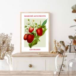strawberry Art Print, Fruit Market, Modern Art, Kitchen Home Decor, Gift Ideas, Wall Prints, Posters - thumbnail 2