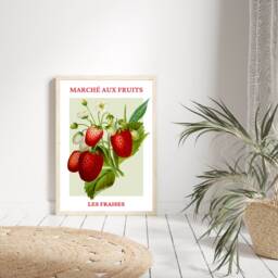 strawberry Art Print, Fruit Market, Modern Art, Kitchen Home Decor, Gift Ideas, Wall Prints, Posters - thumbnail 3