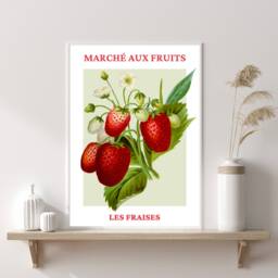 strawberry Art Print, Fruit Market, Modern Art, Kitchen Home Decor, Gift Ideas, Wall Prints, Posters - thumbnail 1