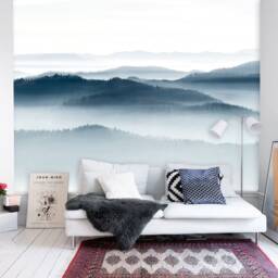 Serene Horizon Wall Mural, Sunbath Mountains Misty Forest Wallpaper, Scene D??cor, Nursery & Room Art - thumbnail 2