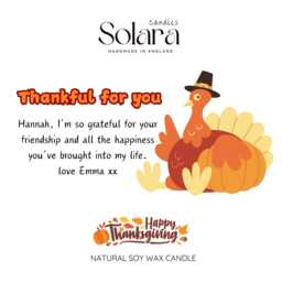 Personalised Thanksgiving Candle Gift Set With Matches Scented Soy Wax, Thank You Present For Sister Auntie Colleague Mum Dad - thumbnail 2