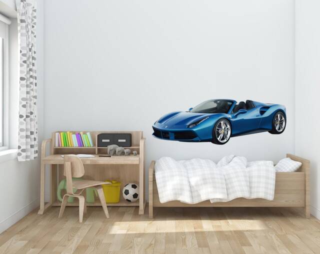 Ferrari Wall Decal Car Wall Decal Supercar Playroom Decor Nursery Kids Room Art Boy Bedroom - image 1