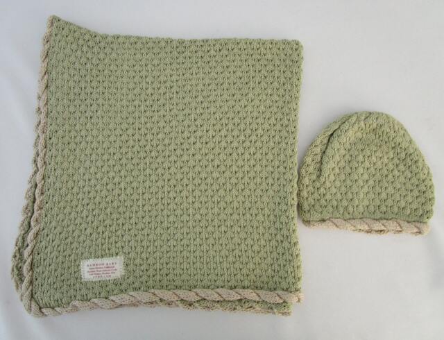 Bamboo Baby Blanket & Hat - Willow - Pale Green - image 1