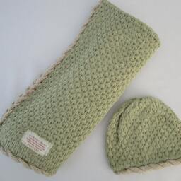 Bamboo Baby Blanket & Hat - Willow - Pale Green - thumbnail 3