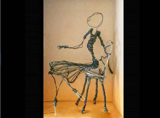 Ballerina Sitting On The Chair Wire Sculpture Ooak - image 1