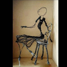 Ballerina Sitting On The Chair Wire Sculpture Ooak - thumbnail 2