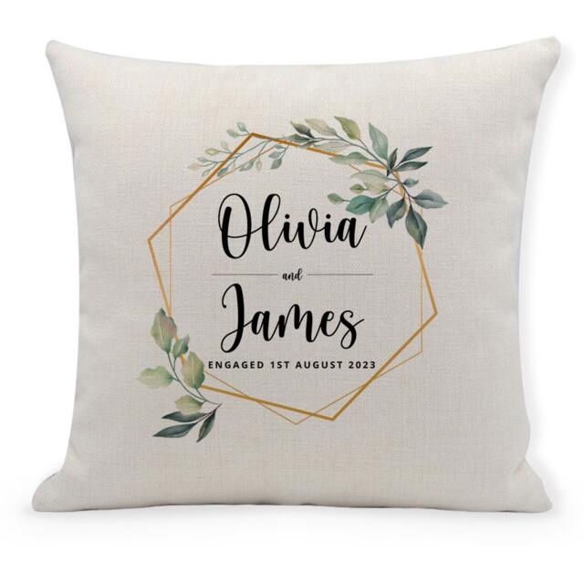 Personalised Wedding Engagement Cushion Cover, 40x40cm - image 1