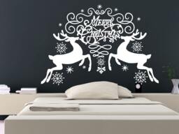 Wall Decals Merry Christmas Snowflakes Reindeer Decoration Decal Vinyl Sticker Bedroom Home Decor Art Murals Ms733 - thumbnail 1
