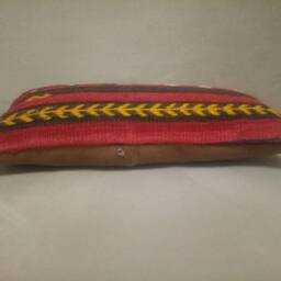 Kilim Lumbar Pillow 10x20 Inches Embroidered Design Kilim Pillow Handmade Wool - thumbnail 3