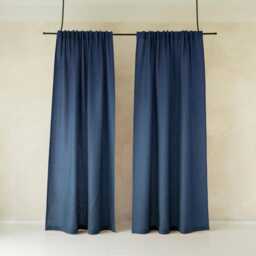 Indigo Linen Curtain Panel, Blue Curtains, Back Tabs, Privacy, Blackout - thumbnail 2