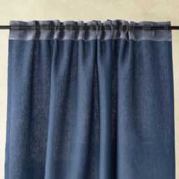 Indigo Linen Curtain Panel, Blue Curtains, Back Tabs, Privacy, Blackout - thumbnail 3