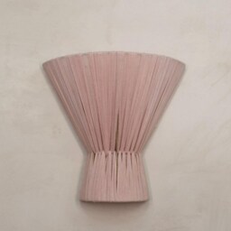 Flume Blush Pink Fabric Wall Sconce For Living Room Minimalist Rattan Lamp, Modern Nursery Light - thumbnail 2