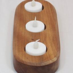 Handmade Wooden Tea Light Holder Brushbox Table Centerpiece - thumbnail 2