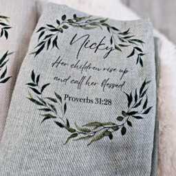 Personalised Blanket, Her Children Rise Up & Call Blessed Blanket Proverbs 3128, Religious Gift For - thumbnail 3