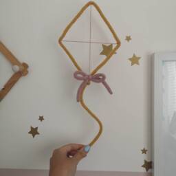 Knitted Wire Kite Wall Decor Shelf Sign Girl Boy Nursery Shelfie New Baby - thumbnail 2