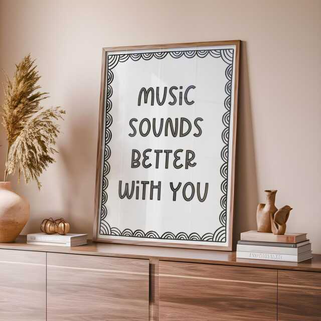 The Music Sounds Better With You Print - This Song Reminds Me Of Print, 90S Retro Lyric Art, Quote Prints, Lover Wall Art - image 1