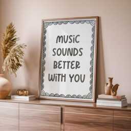 The Music Sounds Better With You Print - This Song Reminds Me Of Print, 90S Retro Lyric Art, Quote Prints, Lover Wall Art - thumbnail 1