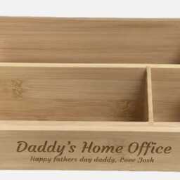Personalized Multi-Compartme Bamboo Desk Tidy Pen Holder Engraved - thumbnail 4