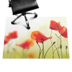 Flowers in The Wind Desk Chair Mat, Red Computer Office Plants Gaming Floor Protector - thumbnail 3