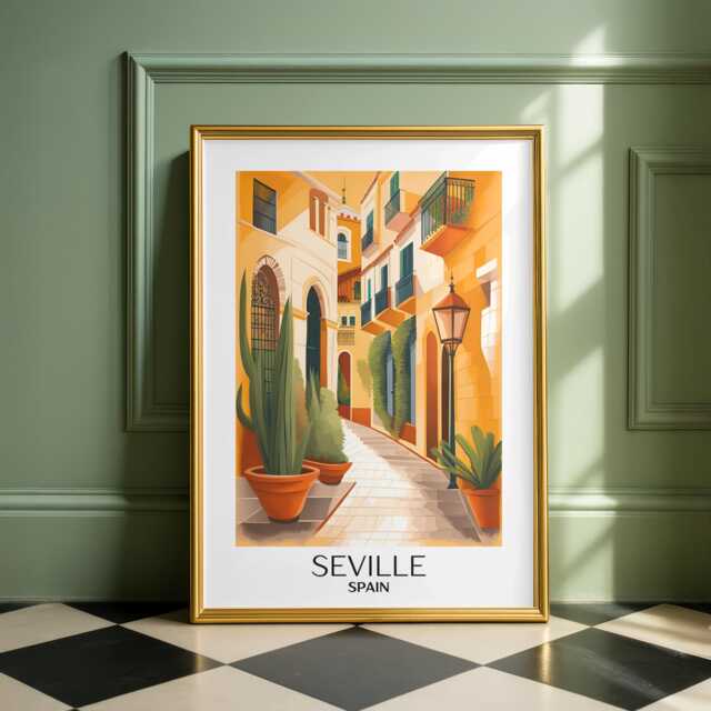 Seville Spain Travel Print Colourful Spanish Art Poster - image 1