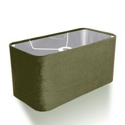 New Made To Order Sage Green Velvet Lamp Shade & Pendant Light Rounded Rectangular Shape Metallic Panels Lining For All Purpose - thumbnail 2