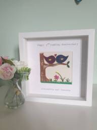 Personalised, 1st Anniversary, Wedding Gift. Love Birds, Paper Quilling, Love, Anniversary, Love Is in The Air - thumbnail 1